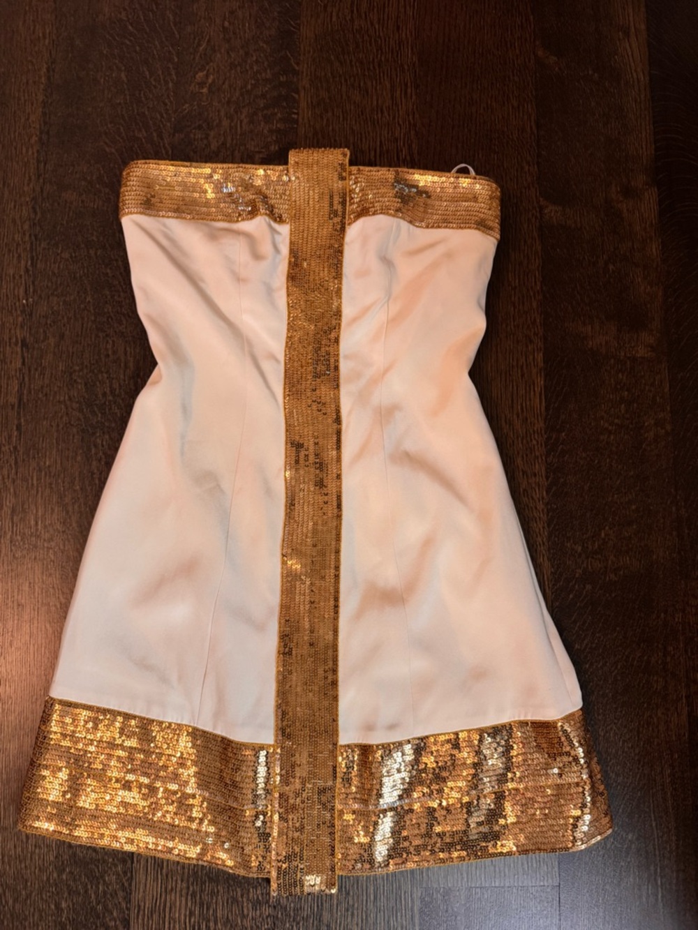 JAYGODFREY Cream Strapless Mini with Gold Trim
